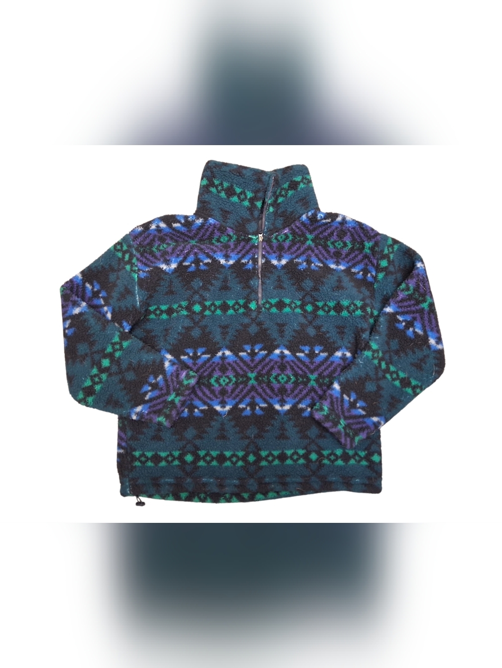 Eddie Bauer 1/4 zip Southwestern-style sherpa fleece pullover. EUC Size S